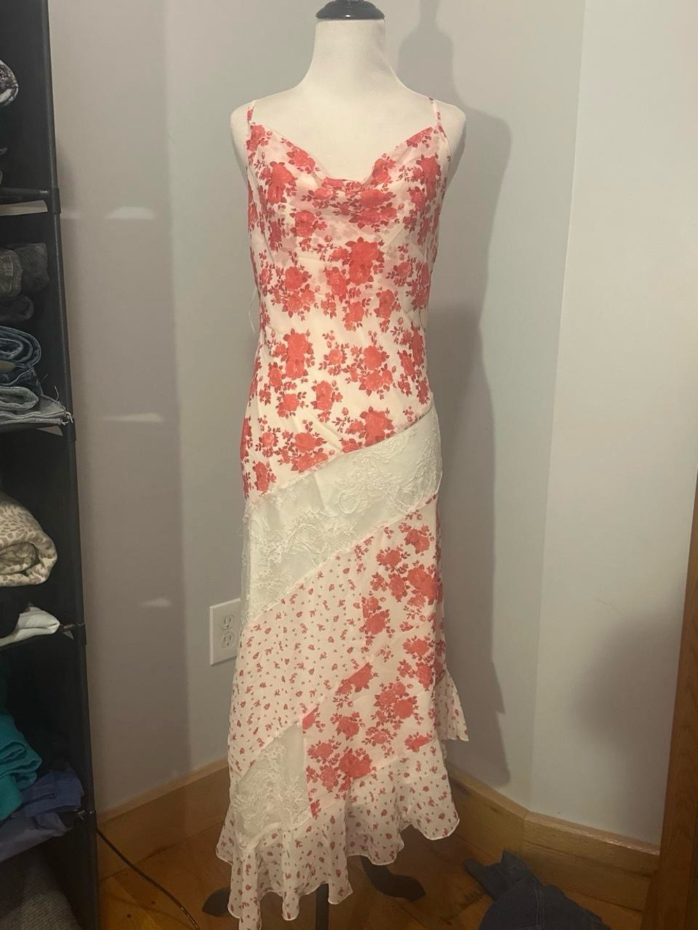 Jessica Simpson Coral Floral Slip Maxi Dress on Cream